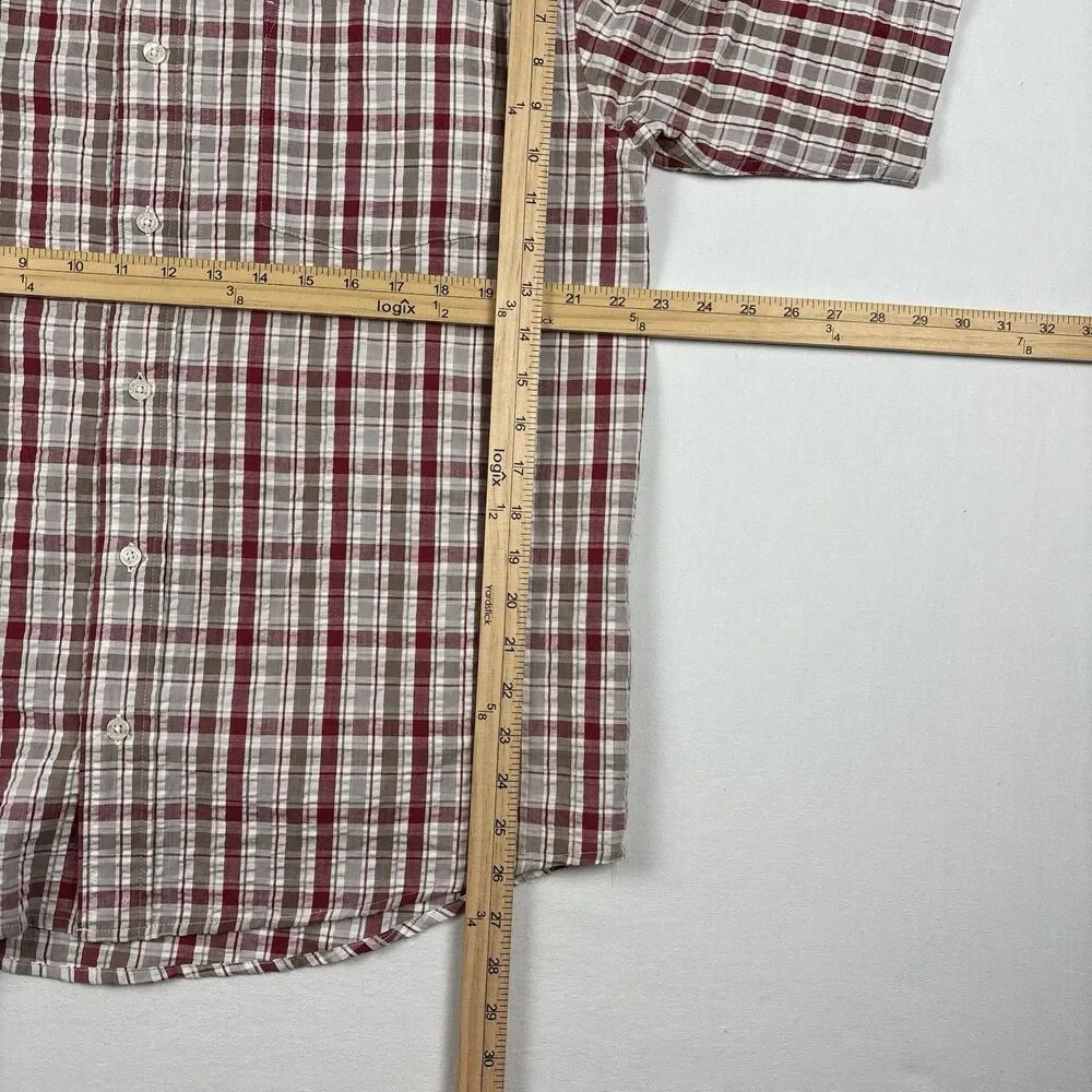 Vintage Y2K Route 66 Men's Casual Shirt Red Plaid Cotton Size M Short Sleeve - Picture 8 of 8